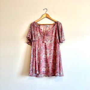 Show Me Your Mumu Mauve Paisley Top with Ruffle Sleeves
